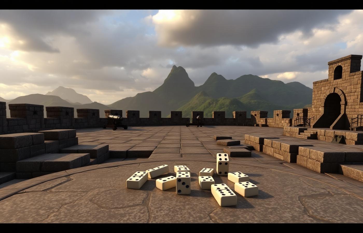 Domino game played on a stone table at the Citadelle Laferrière fortress in Haiti